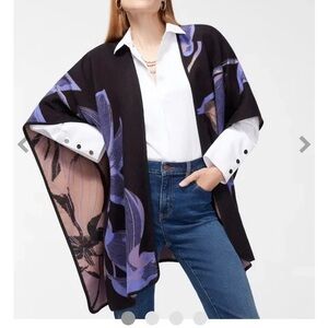 Chico’s Poncho Floral Ruana | L/XL